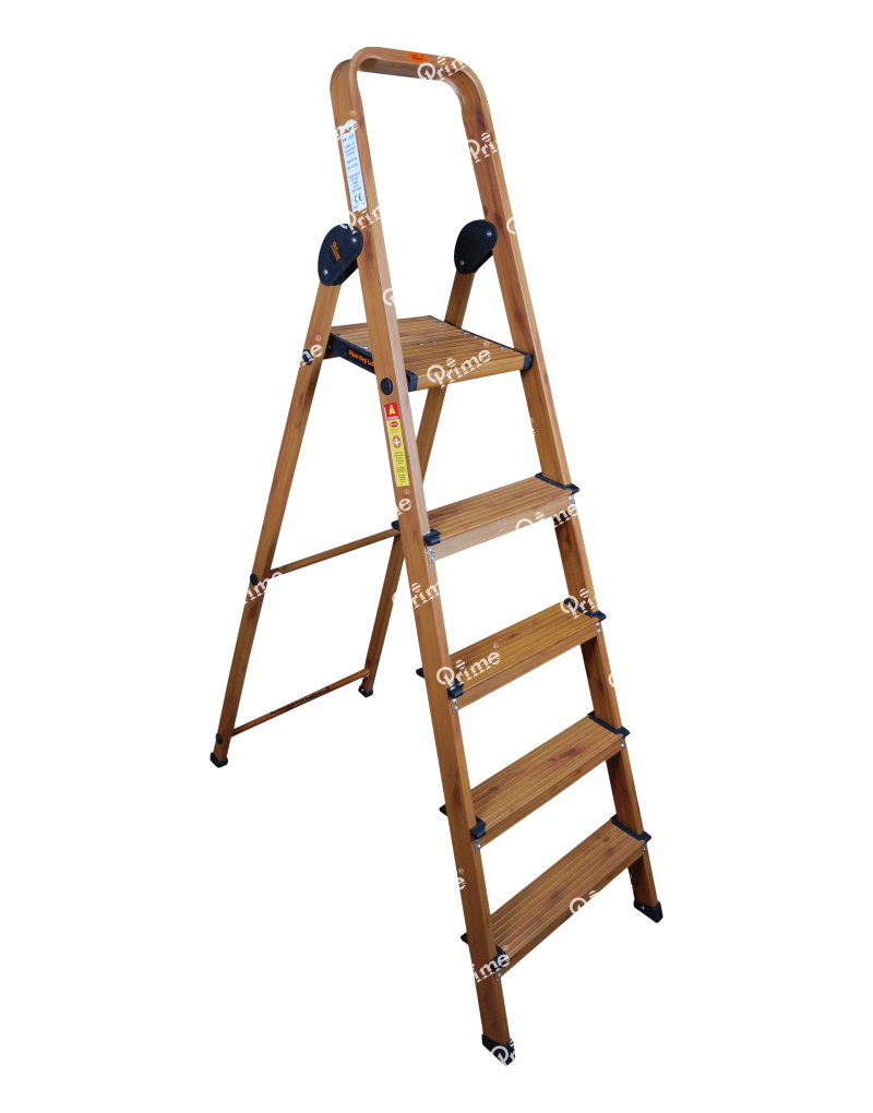 Prime Signature Edition Wood-Finish 4Steps (4+1) Aluminium Ladder - PWSL-04-01