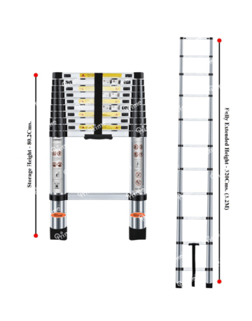 Prime 3.2M (10.5Ft.) Telescopic Wall-Reclining Aluminium Ladder-PT-110-2